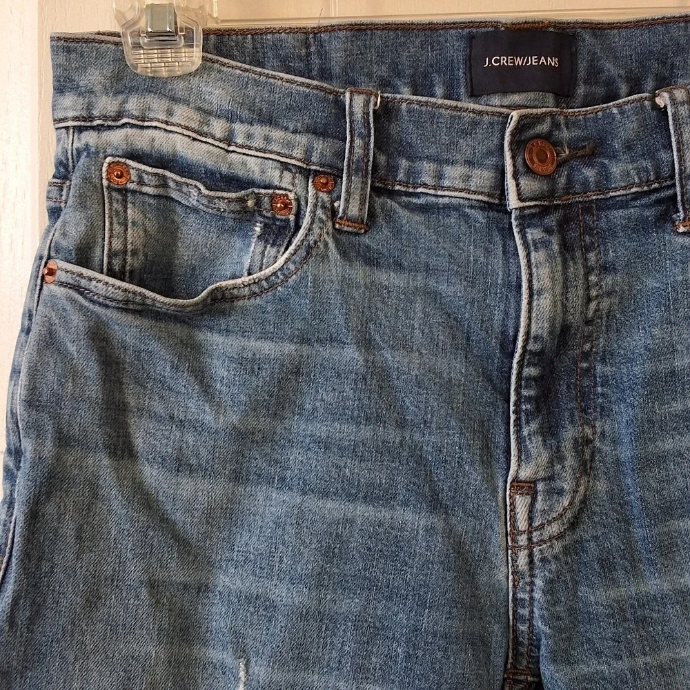 J.Crew Men 32W 34L 484‎ Slim fit Jean Distressed Medium Indigo Wash